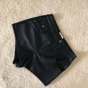 Faux leather shorts